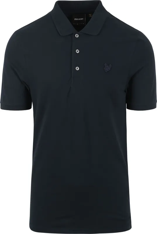 Lyle and Scott Tonal Eagle Polo Shirt Navy Dark Blue Blue maat L