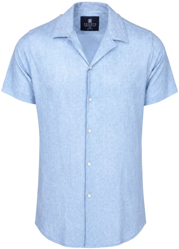 Desoto Short Sleeve Shirt Casual Lido Light Light blue Blue maat L