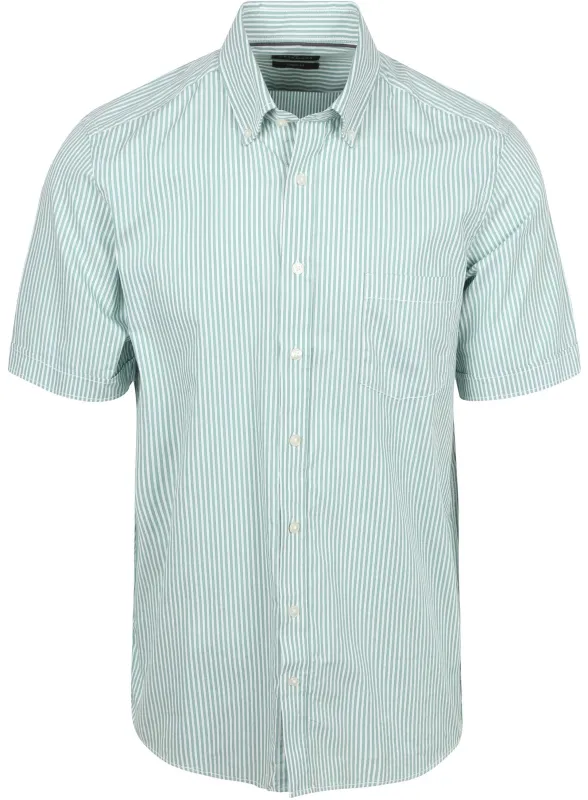 CASAMODA Short Sleeves Casual Shirt Stripes Green maat 4XL