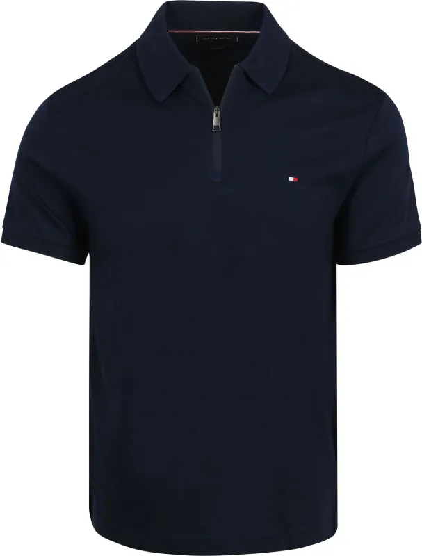 Tommy Hilfiger Half-Zip Polo Shirt Interlock Navy Blue Dark Blue maat L