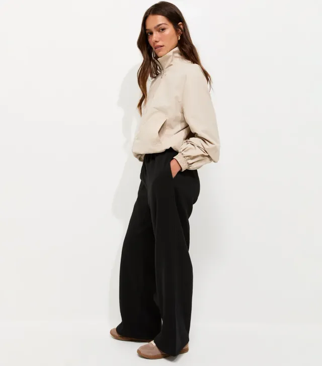 Petite Black Cotton Rich Wide Leg Joggers