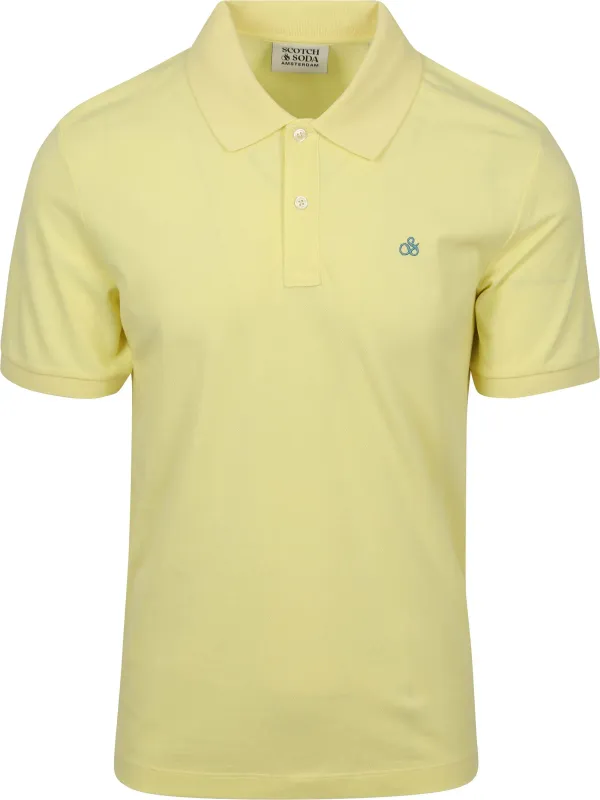 Scotch And Soda Core Piqué Polo Shirt Yellow maat L