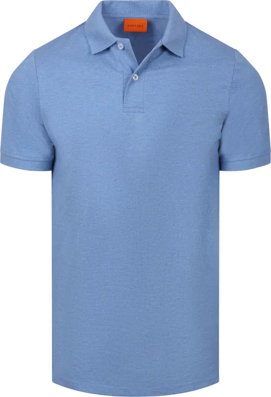 Suitable Polo MEL Pique Mid Blue maat L