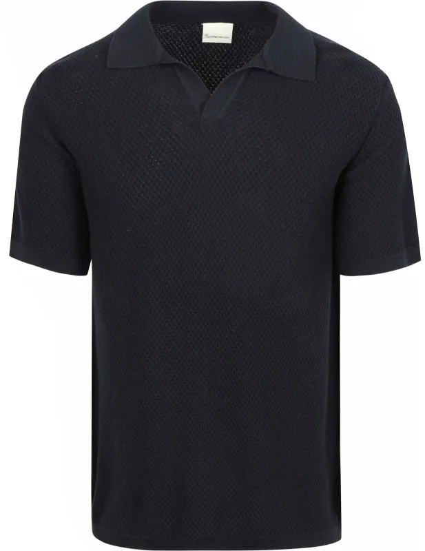 KnowledgeCotton Apparel Polo Knitted Navy Dark Blue Blue maat L
