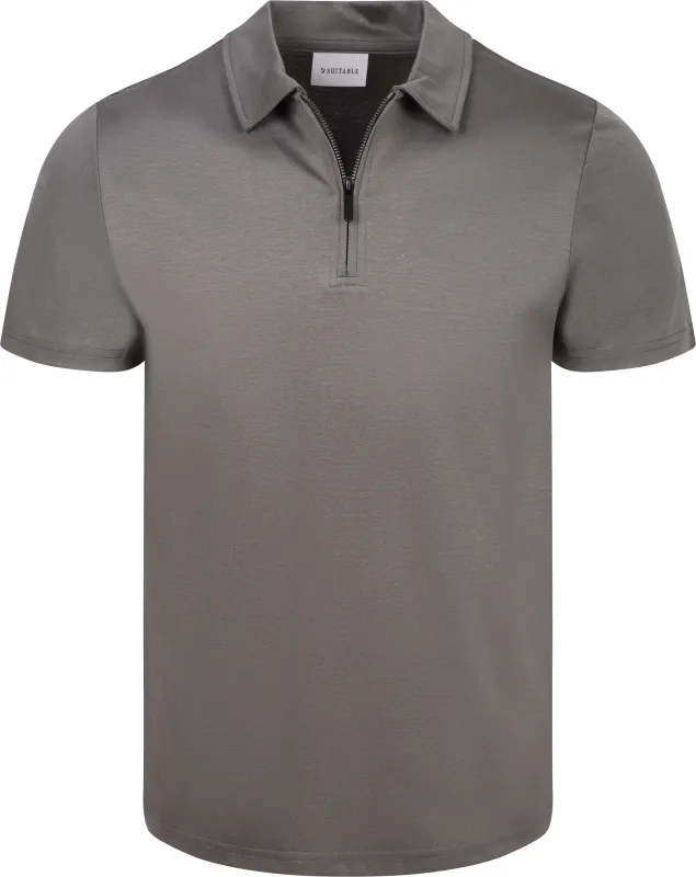 Suitable Polo Shirt Silky Brown Grey maat L