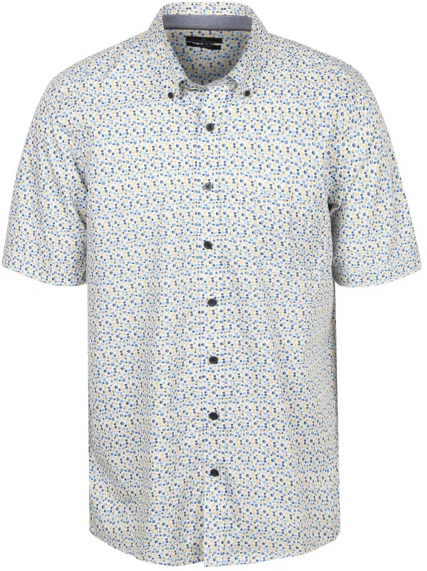 CASAMODA Short Sleeves Casual Shirt Dots Blue Yellow maat 3XL