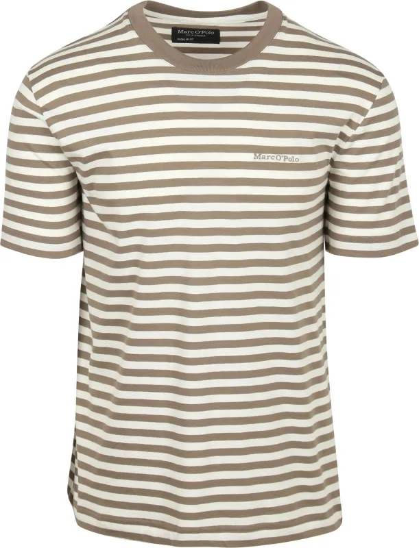 Marc O'Polo T-shirt Stripes Kaki Green Khaki maat L