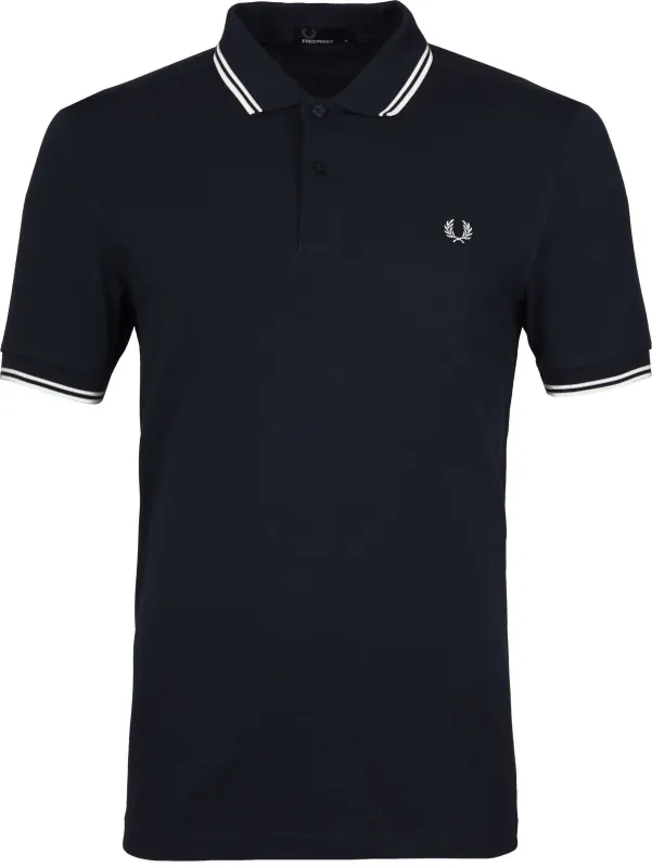 Fred Perry Polo Shirt Navy White Dark Blue Blue maat L