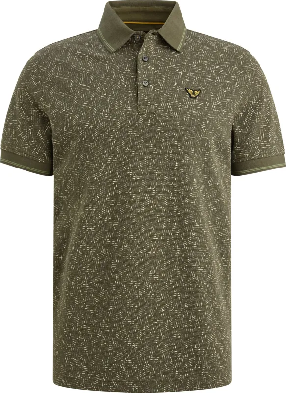 PME Legend Polo Shirt Piqué Print Green Dark Green maat 3XL