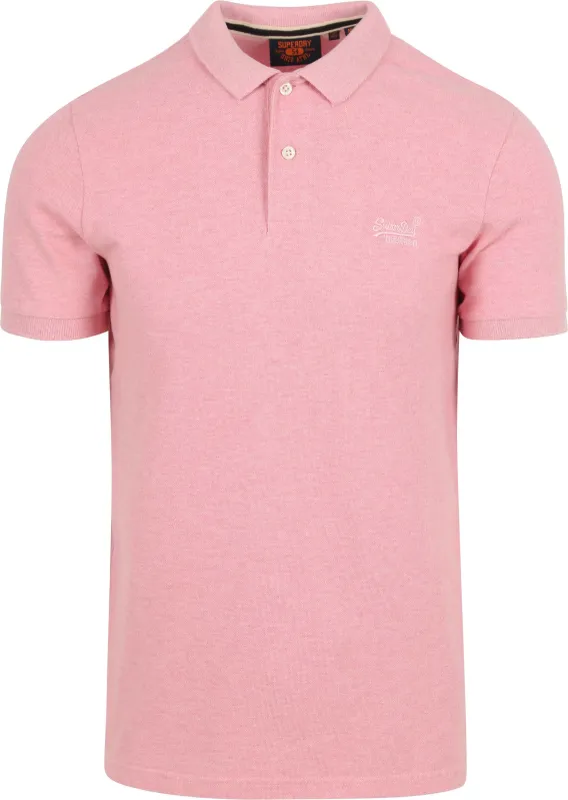 Superdry Classic Polo Shirt Melange Pink maat L