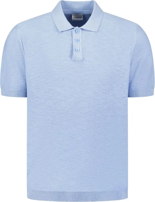 No Excess Knitted Slub Polo Shirt Light Light blue Blue maat 3XL