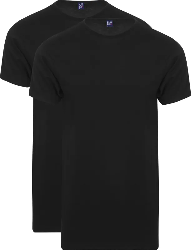 Alan Red Extra Long T-Shirts Derby (2-Pack) Black maat L