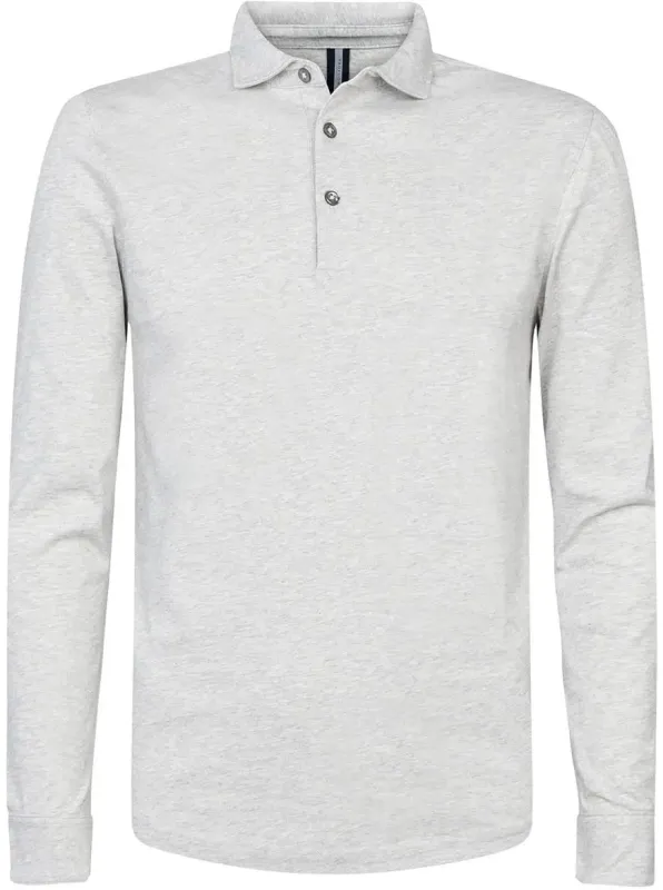 Profuomo Longsleeve Polo Gray Melange Grey maat L
