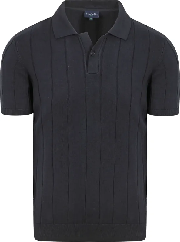 Suitable Respect Polo Shirt Drop Needle Navy Blue Dark Blue maat L