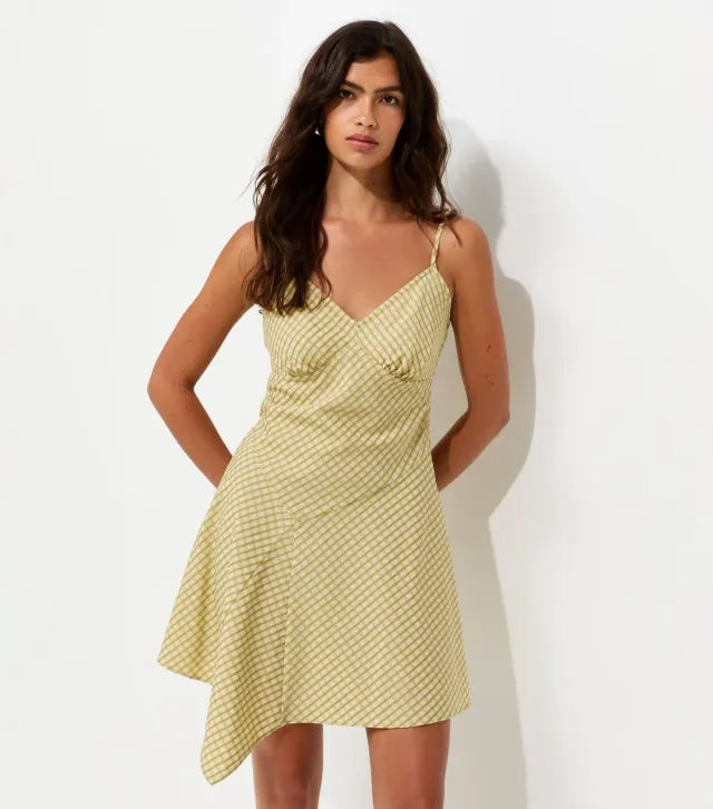 Green Asymmetric V-Neck Strappy Mini Dress