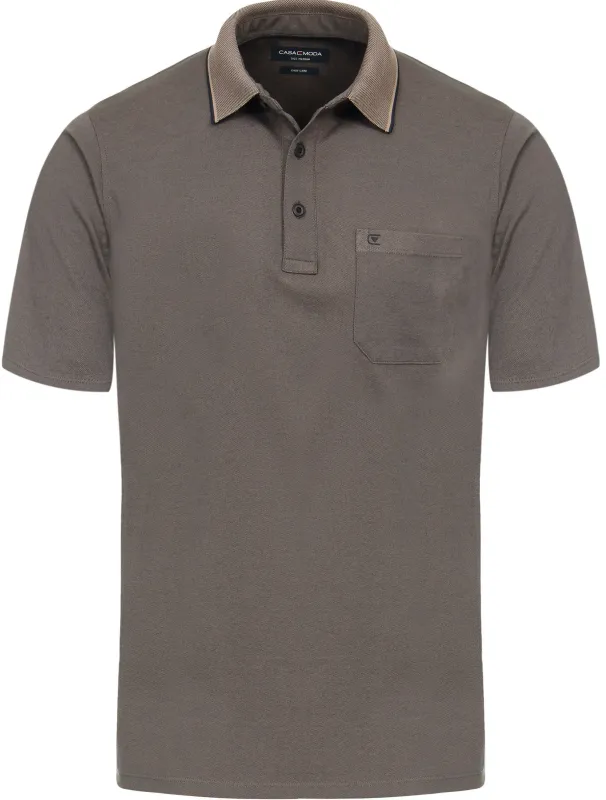 CASAMODA Polo Shirt Stretch Melange Taupe maat 3XL