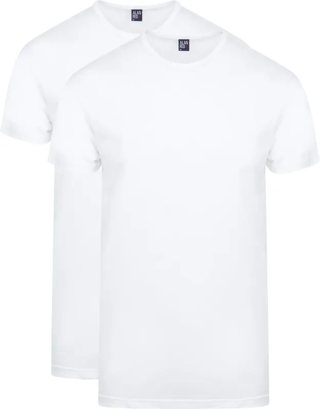 Alan Red Derby Extra Long T-shirt 2-Pack White maat L