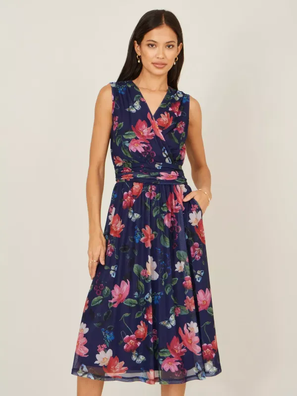 Yumi Blurred Floral Midi Dress