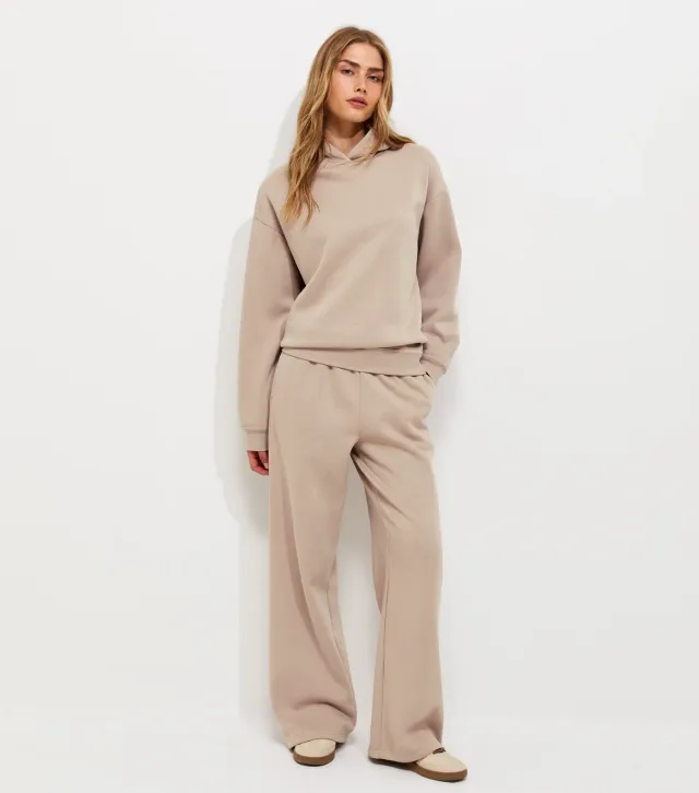 Light Brown Cotton Rich Wide Leg Joggers