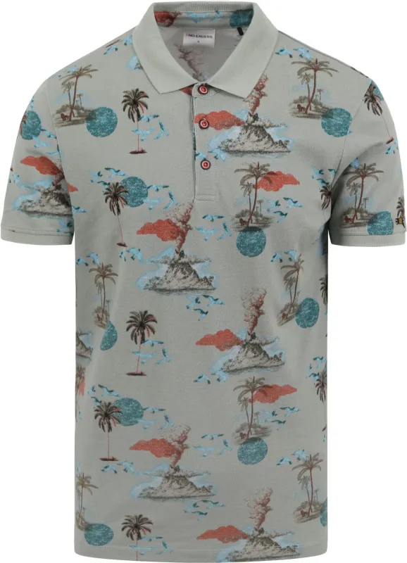 No Excess Polo Shirt Print Multicolour Green maat L