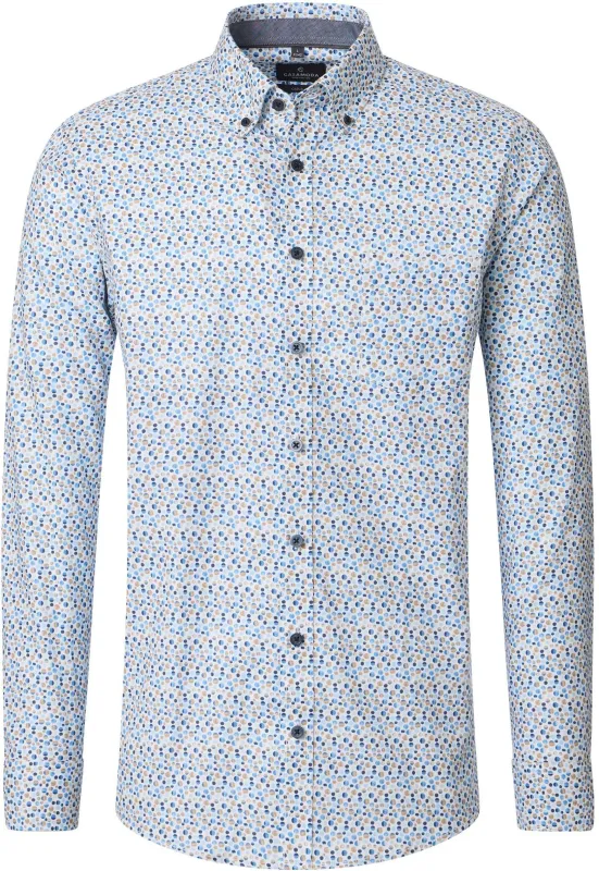 CASAMODA Casual Shirt Dots Blue maat 3XL