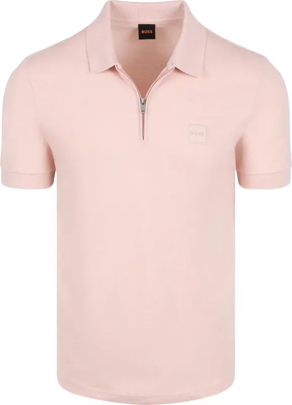 BOSS Passerzip Half Zip Polo Shirt Pink maat L