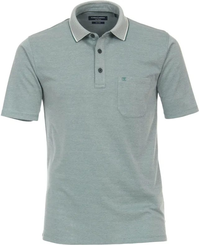 CASAMODA Polo Shirt Stretch Melange Light Green maat L