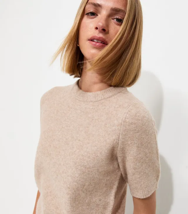Light Mink Short Sleeve Midweight Knit T-Shirt