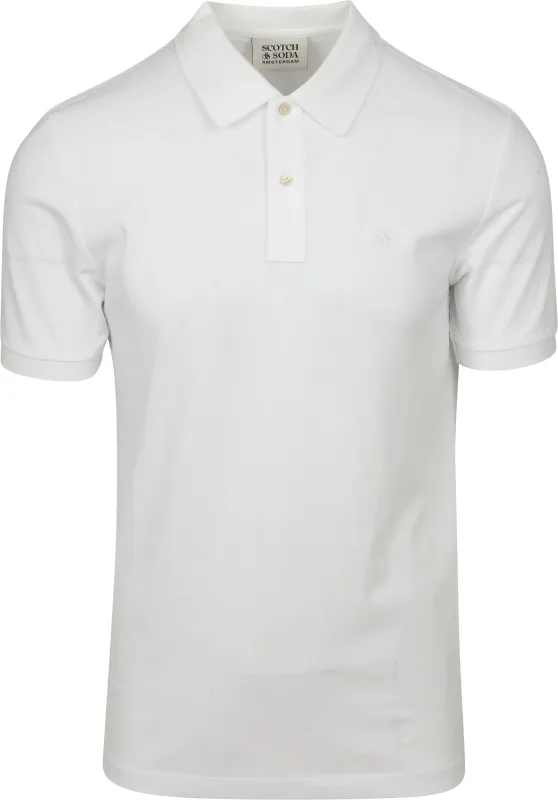 Scotch & Soda Core Piqué Polo Shirt White maat L