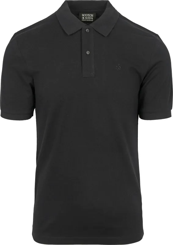 Scotch And Soda Core Piqué Polo Shirt Black maat L