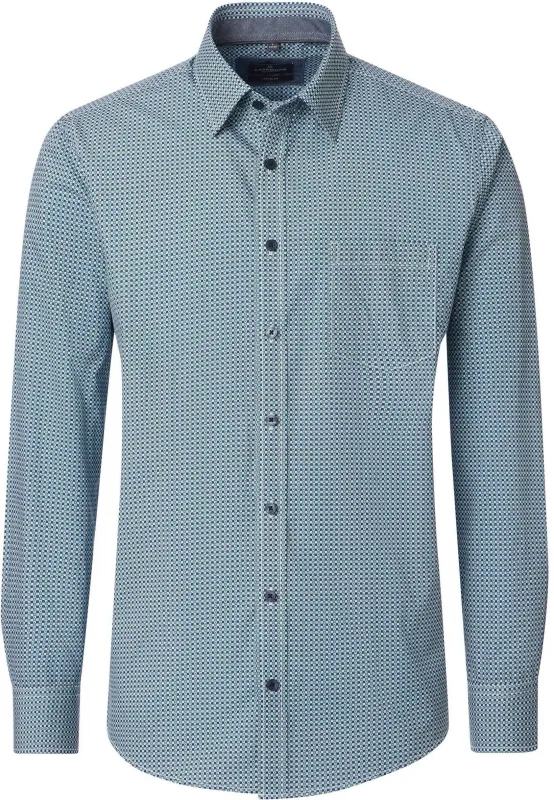 CASAMODA Casual Shirt Print Blue maat 3XL