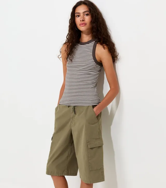 Brown Striped Cotton Rich Racer Vest Top