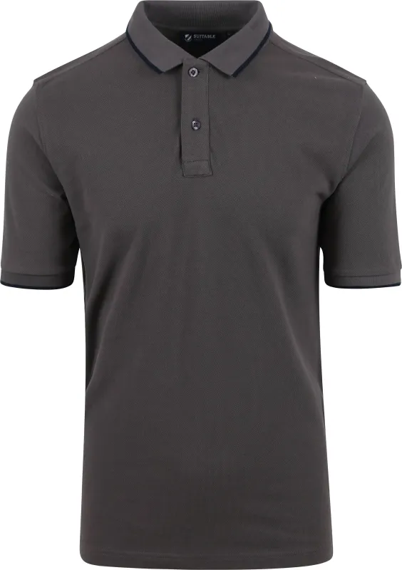 Suitable Respect Polo Shirt Tip Ferry Anthracite Grey Dark Grey maat L