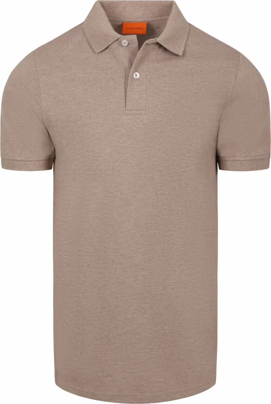 Suitable Polo Shirt MEL Pique Camel Beige Brown maat 3XL