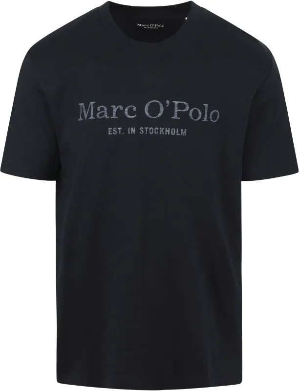 Marc O'Polo T-Shirt Logo Dark Blue Dark Blue maat 3XL