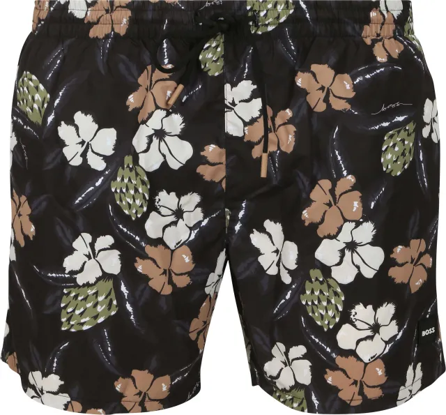 BOSS Swim Shorts Flower Multicolour Black maat L