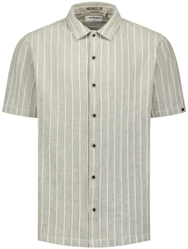 No Excess Short Sleeve Shirt Stripe Grey maat 3XL