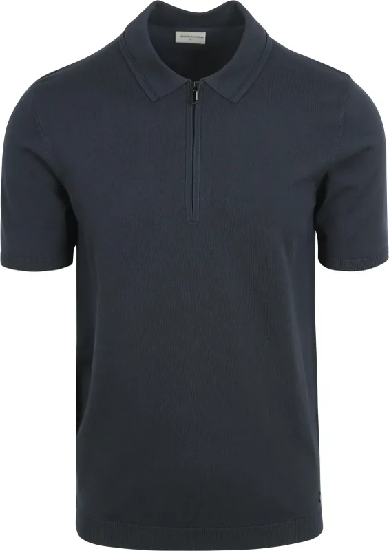 No Excess Half Zip Polo Shirt Navy Dark Blue Blue maat L