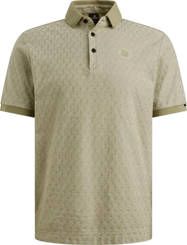 Vanguard Knitted Polo Shirt Jacquard Print Green maat L