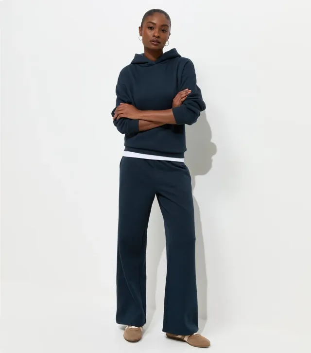 Navy Cotton Rich Wide Leg Joggers