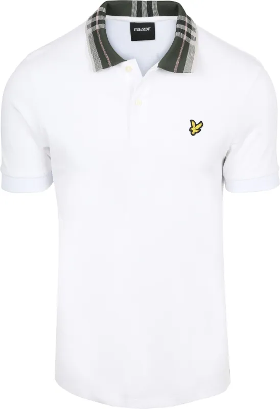 Lyle and Scott Poloshirt Tartan Collar White maat L