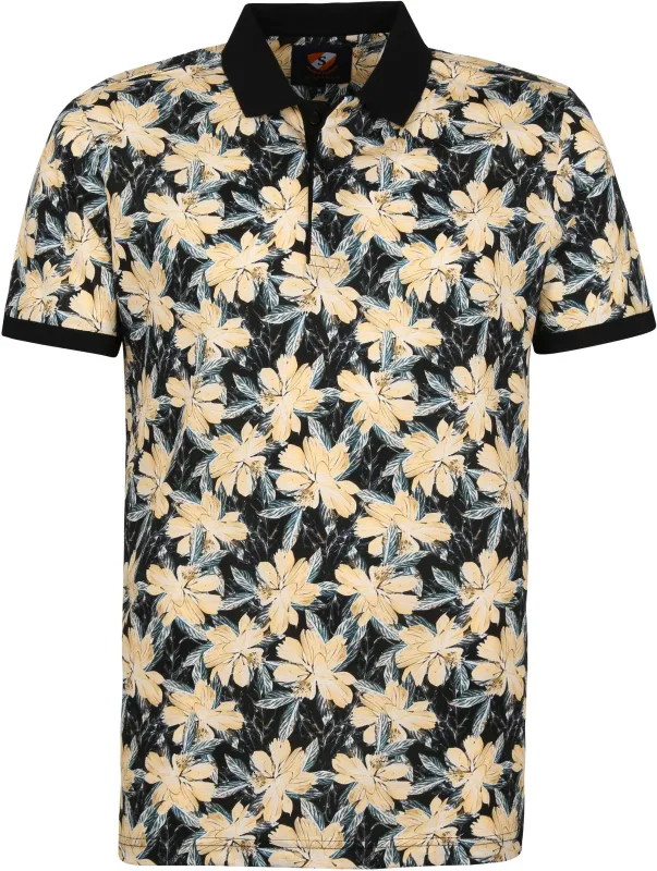 Suitable Polo Floral Dark Navy Multicolour Blue Dark Blue maat L