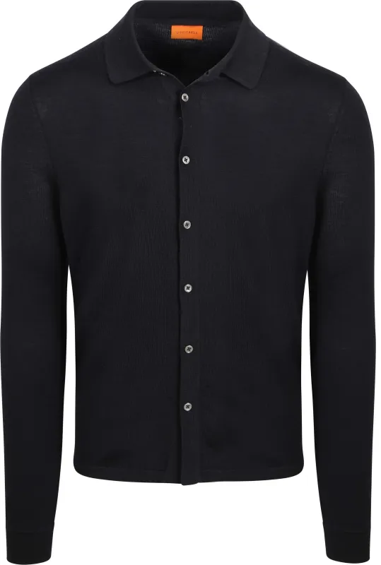 Suitable Cardigan Shirt Merino Navy Blue Dark Blue maat L