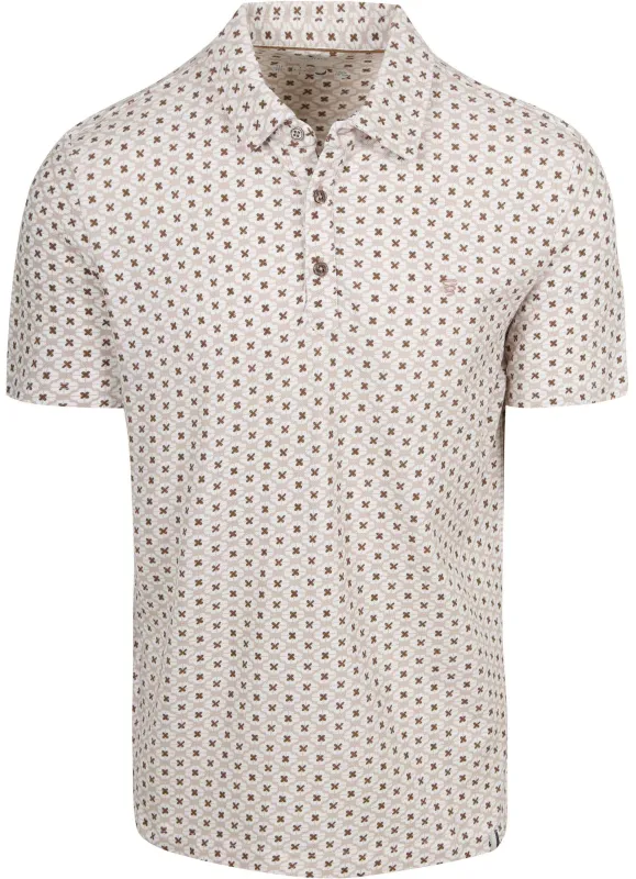 R2 Amsterdam Polo Print Beige maat L