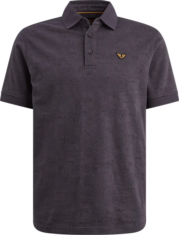 PME Legend Polo Shirt Jacquard Jersey Graphite Blue Dark Blue maat 3XL