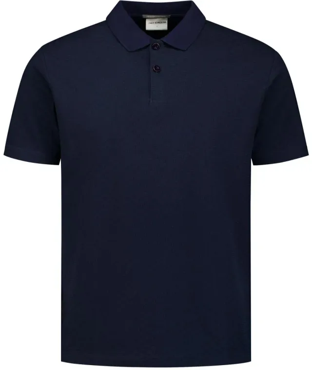 No Excess Knitted Polo Shirt Structure Navy Dark Blue Blue maat L