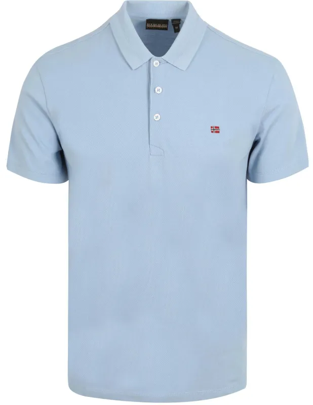 Napapijri Ealis Polo Shirt Chambray Light blue Blue maat M