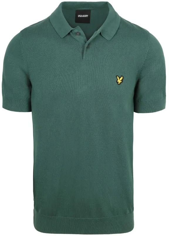Lyle and Scott Knitted Polo Shirt Green maat L