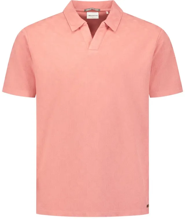 No Excess Jacquard Polo Shirt Riva Coral Pink maat L
