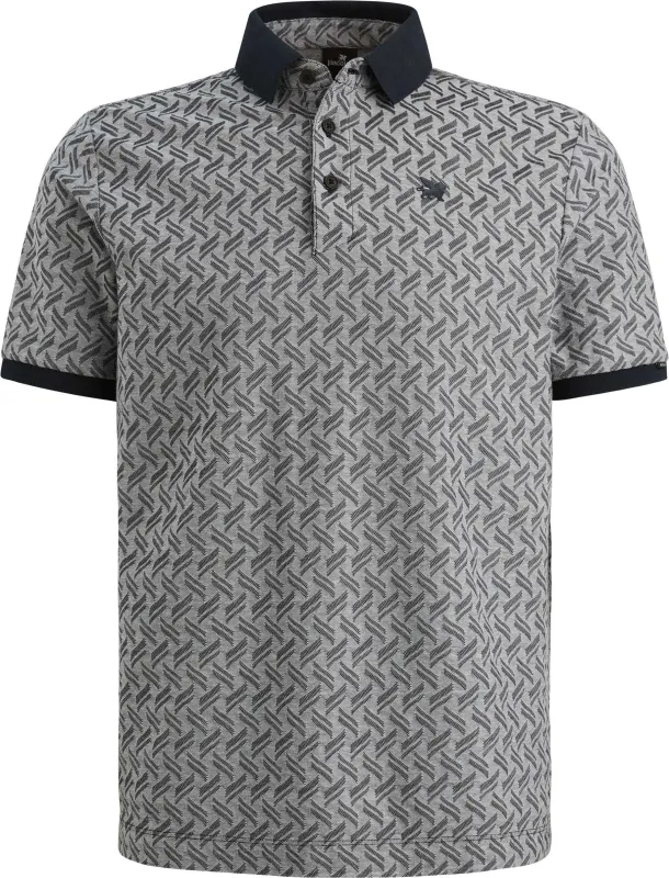 Vanguard Knitted Polo Shirt Jacquard Print Navy Blue Dark Blue maat L